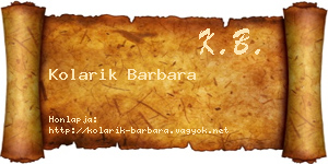 Kolarik Barbara névjegykártya
